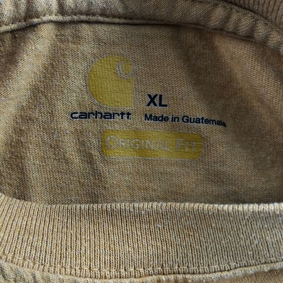 Carhartt Men Work T-Shirt XL Original Fit Tan K87 Pocket Tee Casual Short Sleeve - Picture 6 of 10